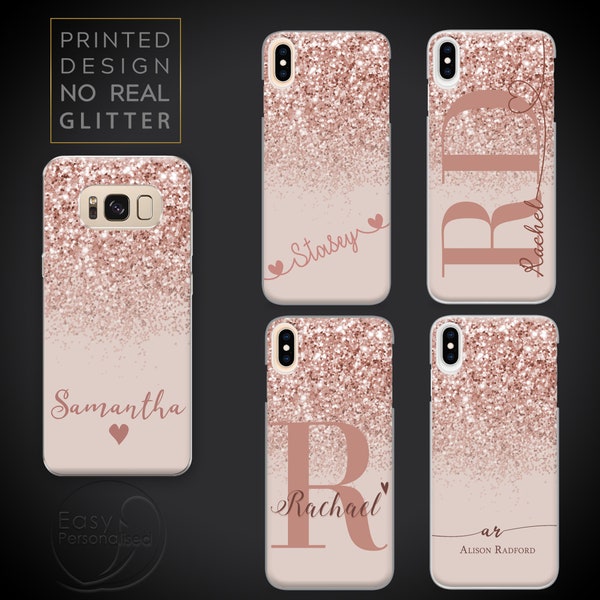 Personalised Name Initials Glitter Phone case for iPhone 5 SE 6 6s 7 8 Plus X XR 11 Pro Max Samsung Galaxy S8 S10 Case Christmas gift