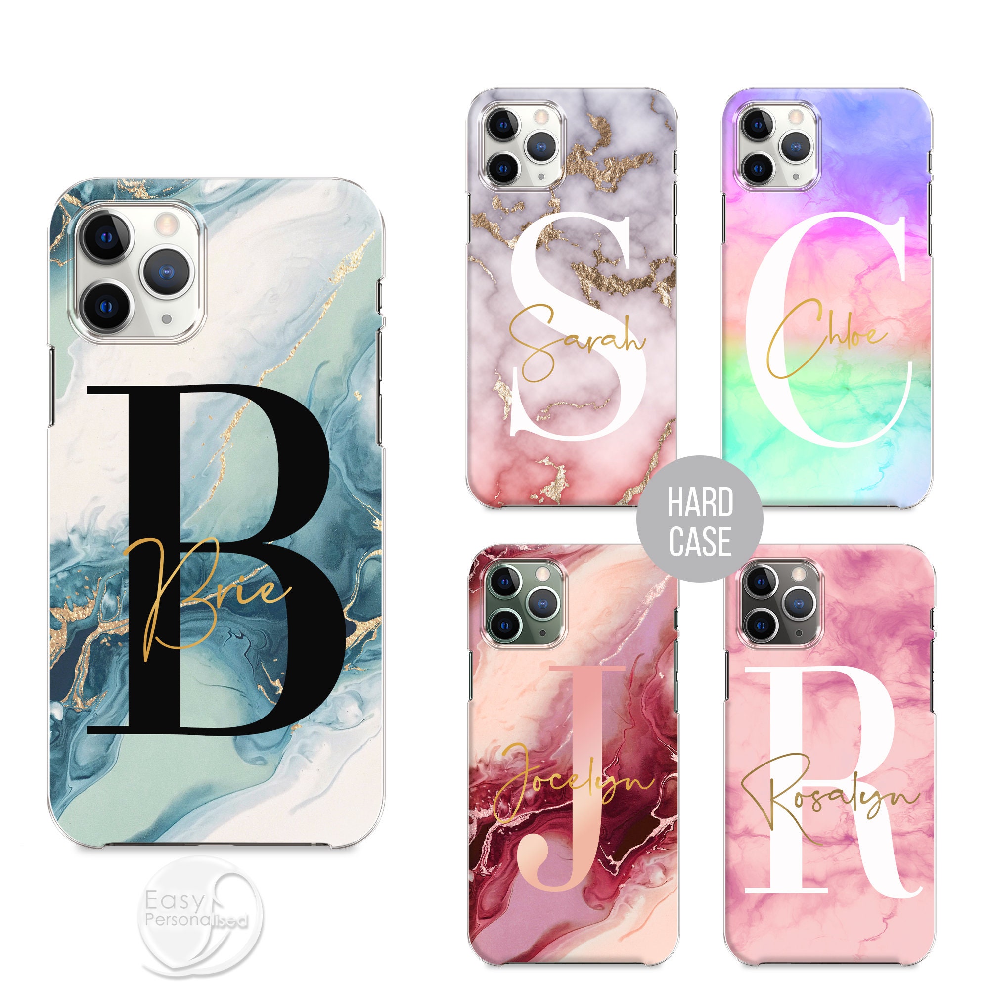 PERSONALISED Phone Case Name Initial Hard Plastic Colour Etsy UK