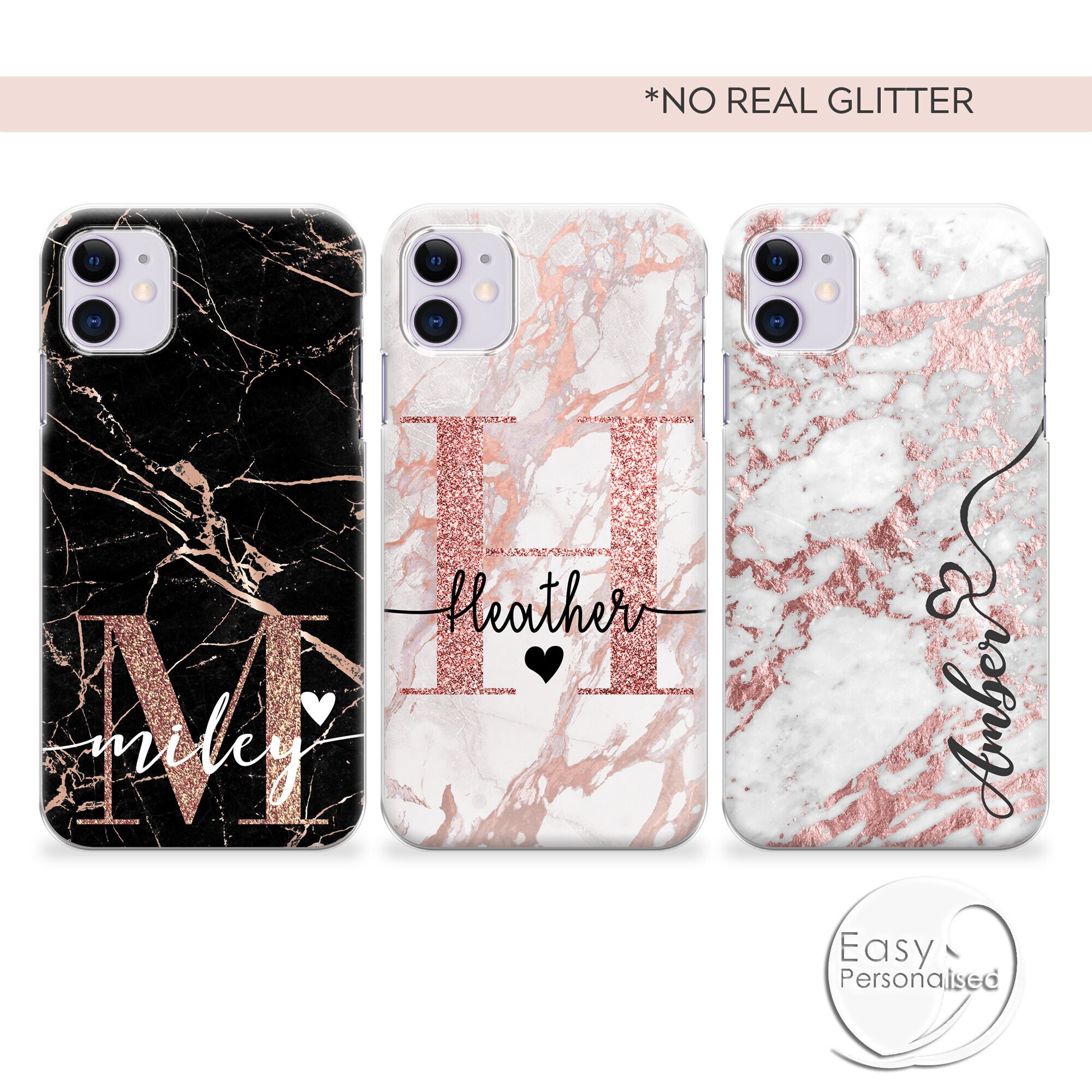 Personalised Marble Monogram Phone Case For iPhone 15 Pro Max 14