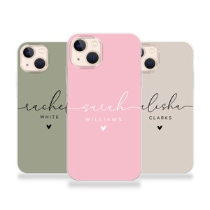 Personalised Phone case iPhone 14 pastel hearts custom name initials phone silicone cover iPhone 5s SE 6 6s Plus 7 8 X Xs max Xr 11 Pro MAX