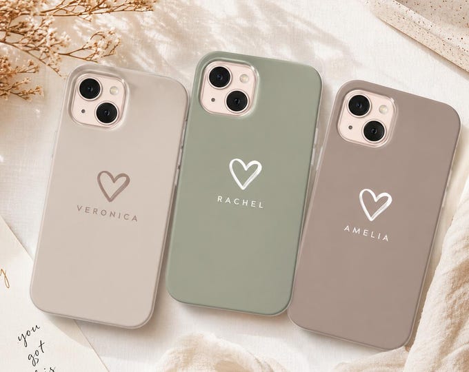 Personalized Pastel iPhone Case Custom Name, Cute Aesthetic Phone Case, Custom Initials Cover, Soft Girl Gift, iPhone 16 15 14 13 Case