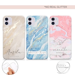 Personalised Phone case iPhone 11 ink marble custom name initials phone silicone cover iPhone 7 8 X Xs max Xr 11 Pro MAX Christmas gift