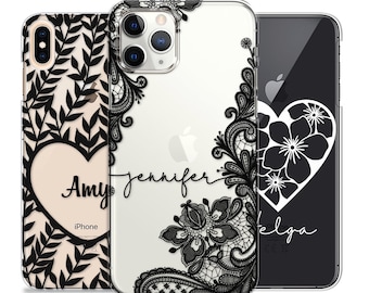 Personalized iPhone Case: Transparent Hard Plastic Cover, Initial Name Design
