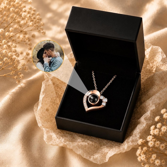 Personalized Photo Projection Necklace, Custom Picture Necklace, Hidden Photo Jewelry, Gift for Her, Memorial Necklace, Personalized Gift