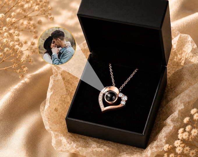 Personalized Photo Projection Necklace, Custom Picture Necklace, Hidden Photo Jewelry, Gift for Her, Memorial Necklace, Personalized Gift