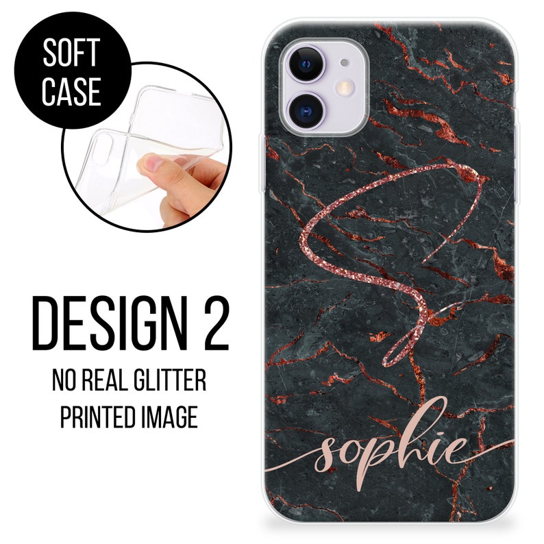 Personalised Phone case cute hearts custom name initials great gift phone silicone cover iPhone 5 5s SE 6 6s Plus 7 8 X Xs max Xr 11 Pro MAX