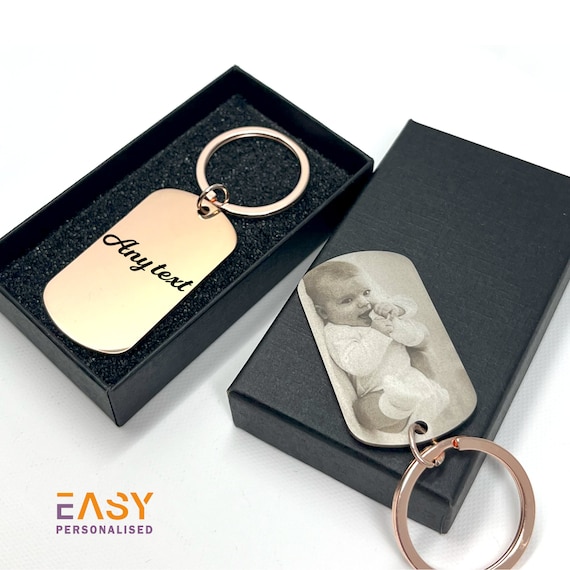 Laser Engraved Photo Keyring | Personalized Keepsake, Metal Keychain