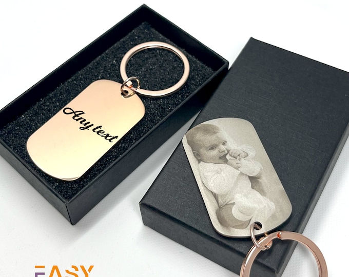 Personalised Photograph Keyring | Laser Engraved Photo Keyring | Couples Keyring Gift | Anniversary Gift | Father's Day