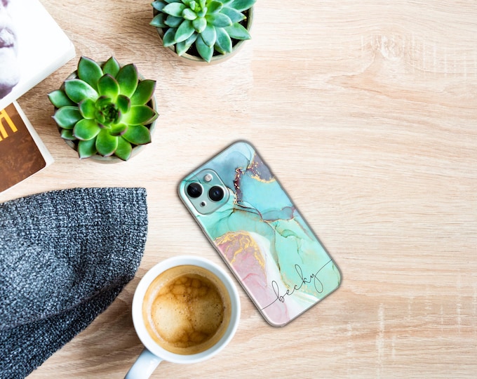 Personalised Phone case iPhone 16 marble hearts custom name initials phone silicone cover iPhone 5s SE 6 6s Plus 7 8 X Xs max Xr 11 Pro MAX