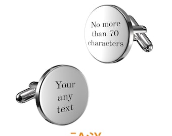 Personalized Metal Cufflinks - Custom Engraved Cufflinks in Gold, Silver, Rose Gold & Black