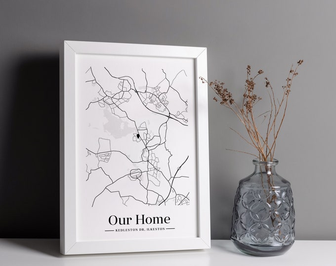 Custom Map Print & Frames | Where We First Met Where It All Began | Personalised Gift Location Home Wedding Anniversary Him Her