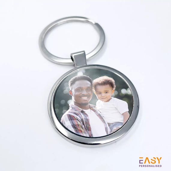 Personalized Round Metal Keychain, Custom Engraved Name Key Ring, Stainless Steel Keychain Gift for Him Her, Minimalist Bag Charm UK