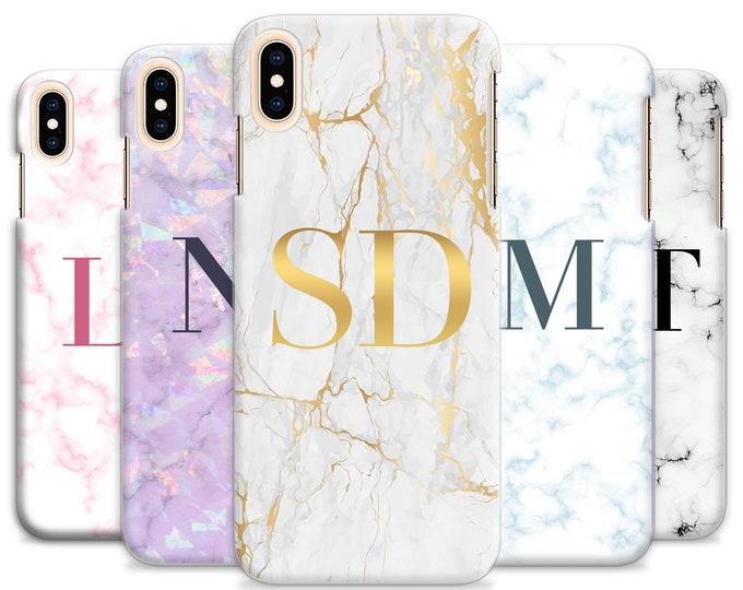 PERSONALISED colored marble hard phone case with initials gift phone cover for iphone 5 5s 6 7 8 Plus Xs XR Xs MAX 11 Pro Max iPhone 12 Pro