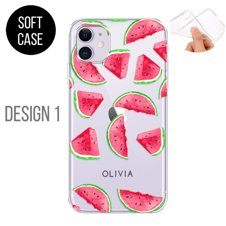 PERSONALISED phone case initials name soft silicone watermelons cover for apple iphone 5 5s SE 2020 6 6s Plus 7 8 X Xs max Xr 11 Pro Max