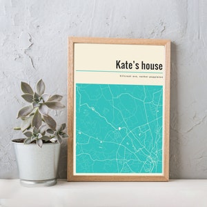Impression de carte et cadres personnalisés | où nous nous sommes rencontrés pour la première fois, là où tout a commencé | Cadeau personnalisé Lieu Maison Anniversaire de mariage bleu clair