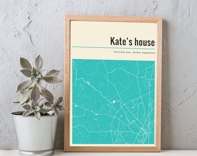 Custom Map Print & Frames | Where We First Met Where It All Began | Personalised Gift Location Home Wedding Anniversary light blue