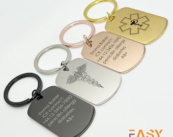 Personalized Medical ID Keychain: Laser Engraved Medical Alert