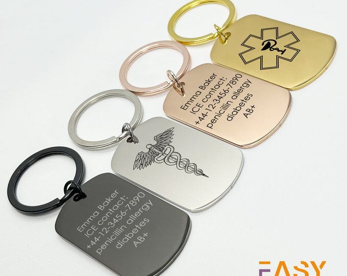 Essential Personalized Medical ID Necklace, Autism Necklace, Dementia, Diabetic Necklace, Medical Jewelry, Medical Prescription