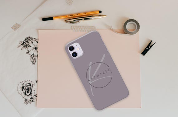 Personalized Pastel Gray iPhone Case: Custom Initial Silicone Cover