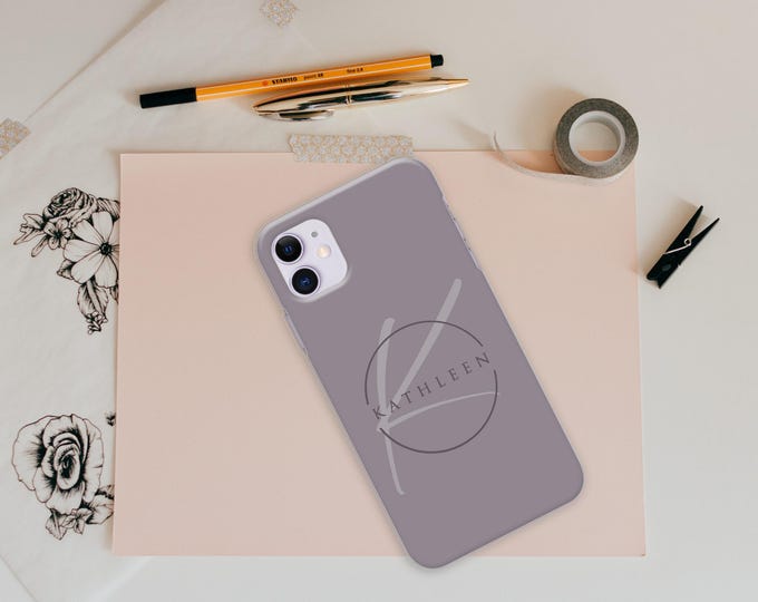 Personalised Phone case iPhone 16 pastel gray custom name initials phone silicone cover iPhone 5s SE 6 6s Plus 7 8 X Xs max Xr 11 Pro MAX