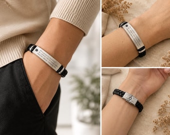 Personalized Medical ID Bracelet for Men, Custom Emergency Alert Bracelet, Father's Day Gift for Dad, Engraved Medical Bracelet,Medical ID