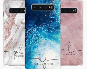 Personalized Marble Quartz Samsung Galaxy Phone Case: Rose Gold Initial Cover