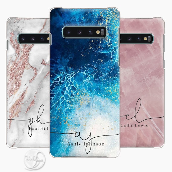 Personalized Marble Quartz Samsung Galaxy Phone Case: Rose Gold Initial Cover