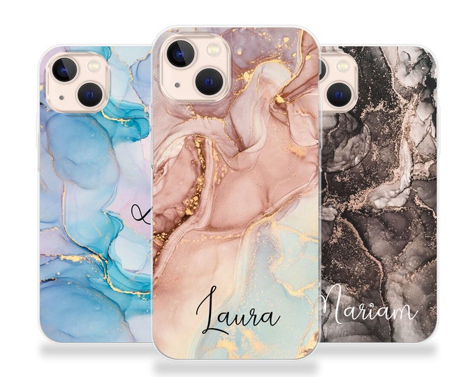 Personalised Phone case iPhone 16 marble custom name initials phone silicone cover iPhone 5s SE 6 6s Plus 7 8 X Xs max Xr 11 Pro MAX