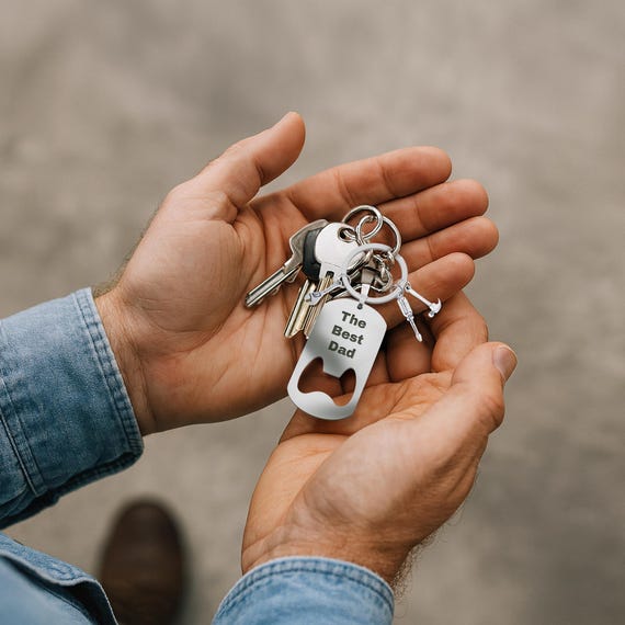 Personalized Bottle Opener Keychain, Custom Engraved Stainless Steel Keyring with Mini Tools, Dad Gift, Gift for Him