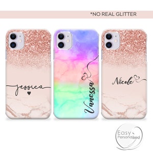 PERSONALISED  name glitter initial hard plastic phone case hard plastic cover for  apple  iphone 7 8 11 Pro Xs XR Xs MAX Christmas gift