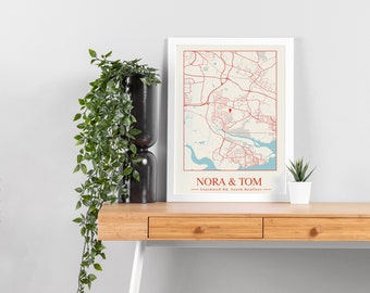 Custom Map Print & Frames | Where We First Met Where It All Began | Personalised Gift Location Home Wedding Anniversary