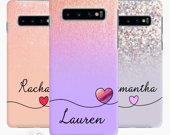 Personalised Initials Name Glitter silicone Phone case for Samsung  Galaxy  S7 EDGE S8 S9 S10 +Father's Day