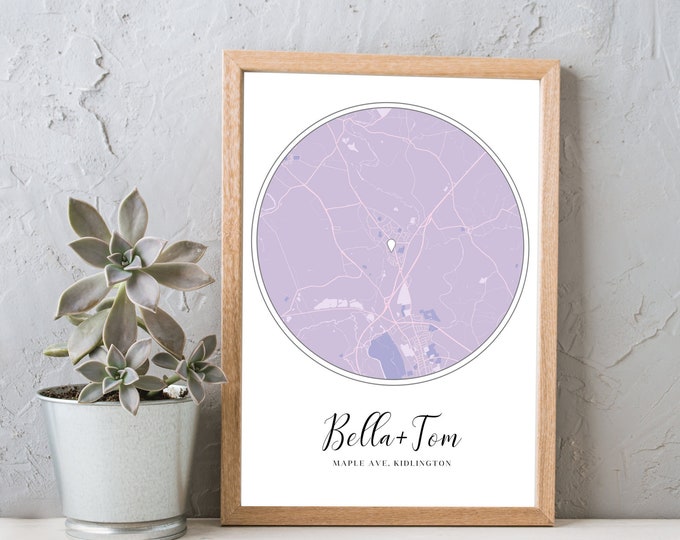 Custom Map Print & Frames | Where We First Met Where It All Began | Personalised Gift Location Home Wedding Anniversary HerFather's Day