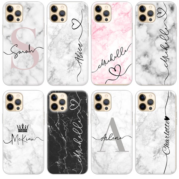 Personalised Marble Phone case Customized Gift With Name for Apple iPhone 13 Pro 11 SE XR XS Max 8 Plus silicone cover Christmas gift