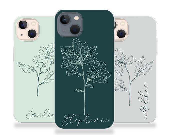 Personalised Phone case iPhone 11 one line floral custom name initials silicone cover iPhone 5s SE 6 6s Plus 7 8 X Xs max Xr 11 Pro MAX
