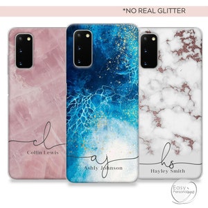 PERSONALIZED initials custom name with hearts clear soft silicone marble phone case for Samsung Galaxy S8 S9 S9+ S10 S10+ S20 Christmas gift