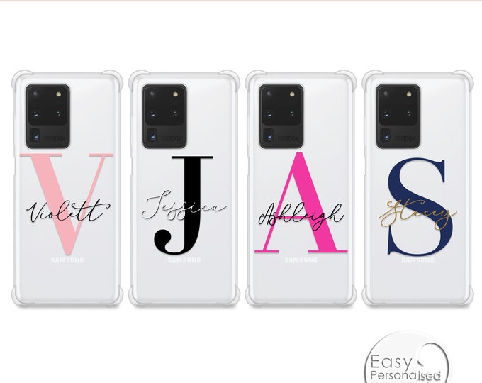 PERSONALISED Name Phone Case custom initials shockproof case for Samsung S20 S20+ S10 S9 Plus S8 GalaxyFather's Day