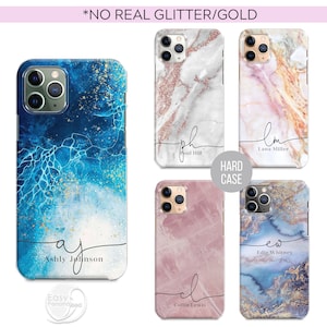 PERSONALISED phone case marble name glitter initial hard plastic phone case cover for apple iphone 8 11 Pro Xs XR Xs MAX Christmas gift