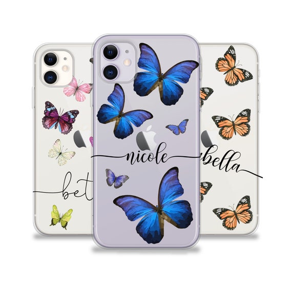Personalized Butterfly iPhone Case: Initials Name Silicone Cover