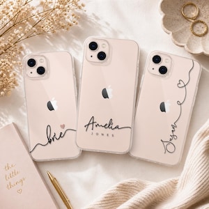 Personalized iPhone Case Custom Name, Minimalist Clear Phone Case, Custom Text Case, Aesthetic Name Case, Gift for Her, iPhone 16 15 14 13