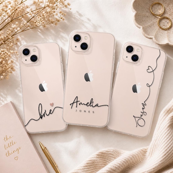 Personalized iPhone Case Custom Name, Minimalist Clear Phone Case, Custom Text Case, Aesthetic Name Case, Gift for Her, iPhone 16 15 14 13