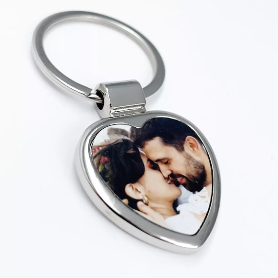 Personalized Photo Keychain, Custom Heart Keychain with Picture, Metal Photo Keyring Gift for Her, Couple Gift, Memorial Keychain
