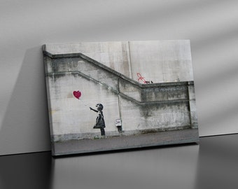 Banksy Girl and Heart Balloon Canvas wall art print on canvas Picture for Home Office DecorFather's Day