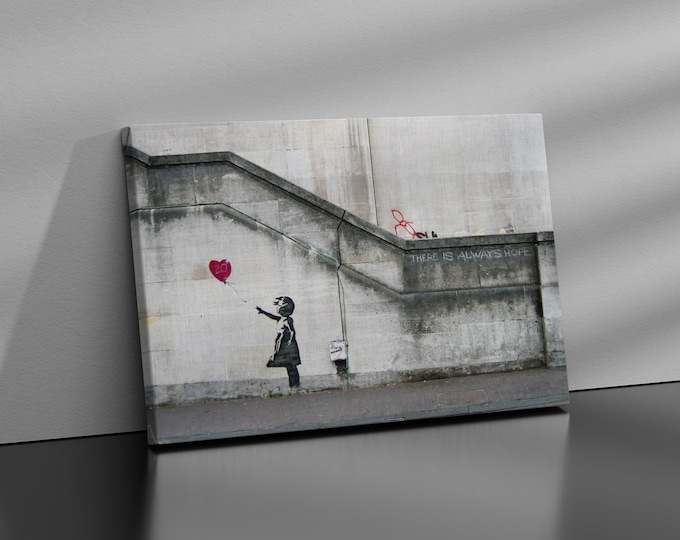 Banksy Girl and Heart Balloon Canvas wall art print on canvas Picture for Home Office DecorFather's Day