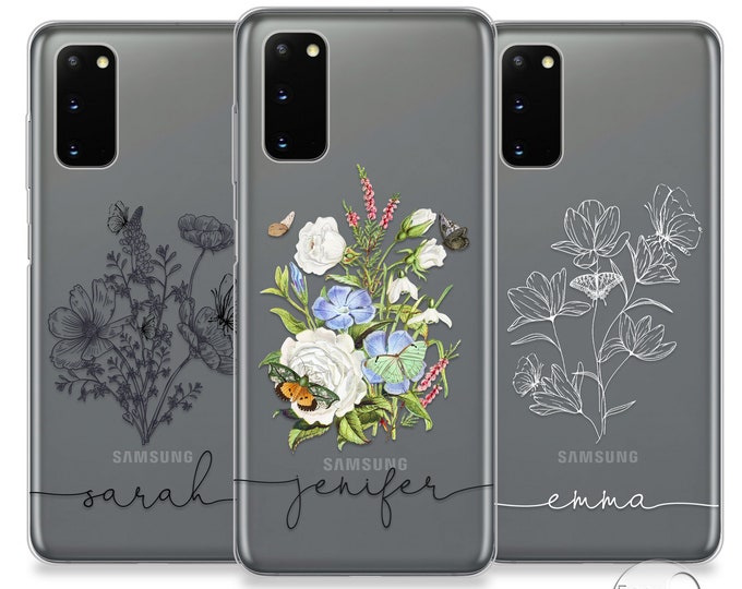 Personalised phone case for Samsung with initials and custom name transparent soft silicone Galaxy S7 S8 S9 Plus S10eFather's Day