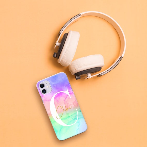 Personalized Marble Initial iPhone Case: Hard Plastic Phone Cover