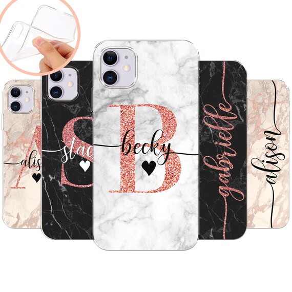 Personalised Phone Case Initials Name Rose Gold Love Hearts Etsy