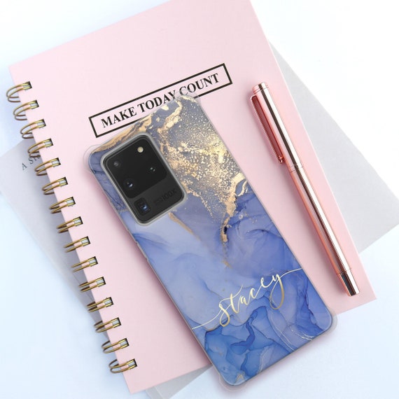 Personalized Marble Phone Case: Custom Initial Watercolor Shockproof Cover