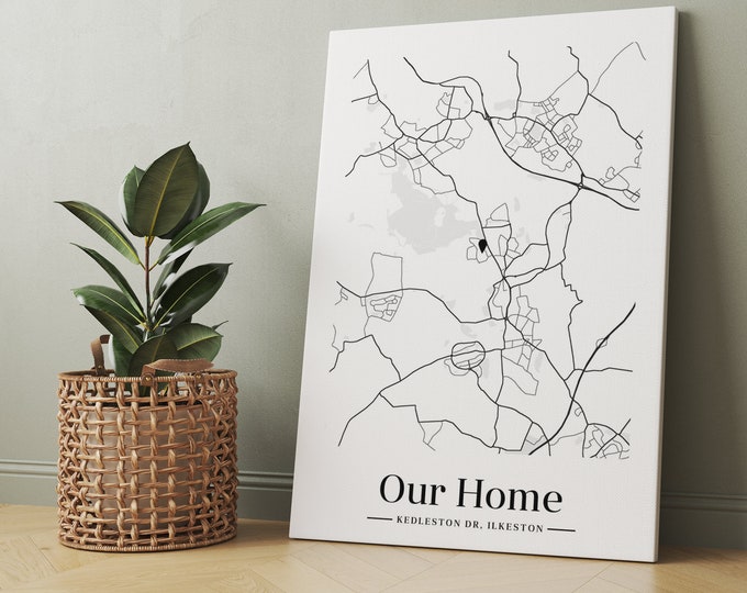 Minimalistic map Canvas wall art print on canvas Picture for Home Office DecorFather's Day