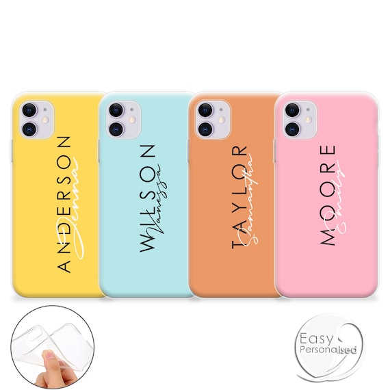 Personalized Pink Silicone Phone Case: Custom Name Initials